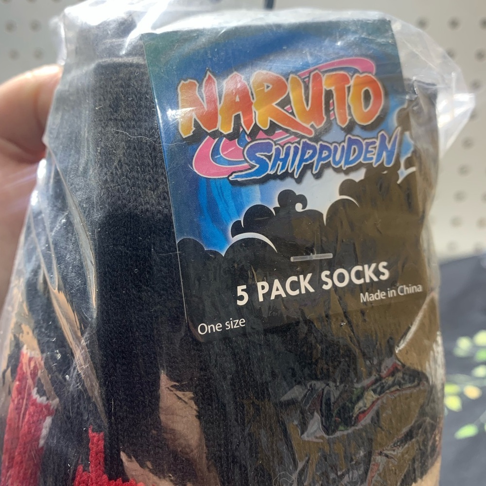 Naruto Shippuden Black Socks 5 Pack One Size
